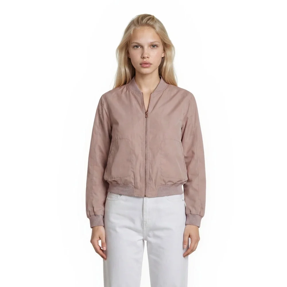 Hei Hei Anthropologie Bomber Jacket Women's‎ Size Small Dusty Rose Pink Full Zip